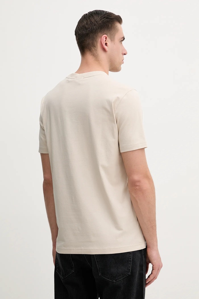 BOSS Green T-shirt męski bawełniany z elastanem Tee 50506373 beżowy AA00