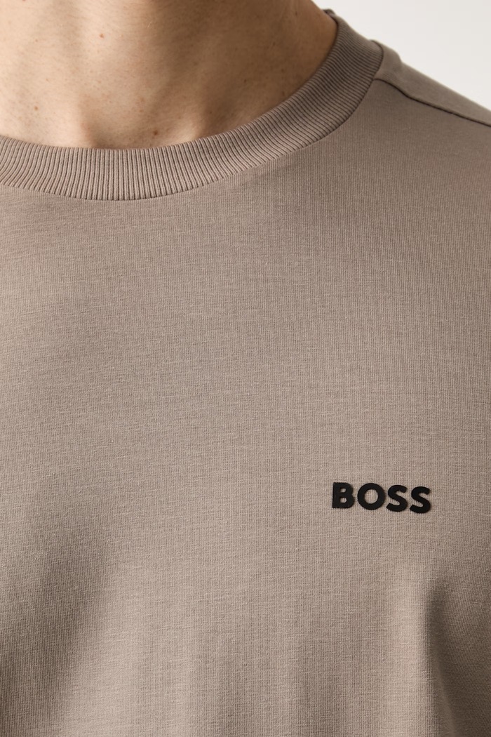 BOSS Green тениска мъжка от памук с еластан Tee 50506373 бежов