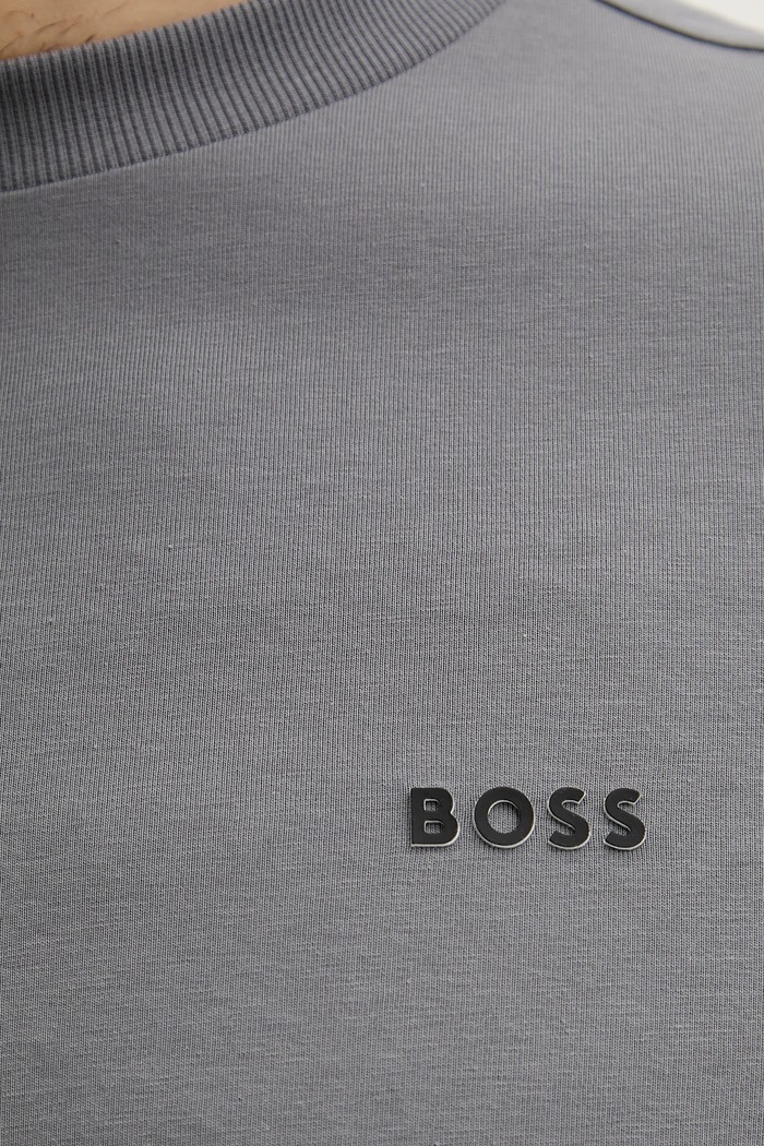 BOSS Green kratka majica moška bombažna z elastanom Tee 50506373 siva