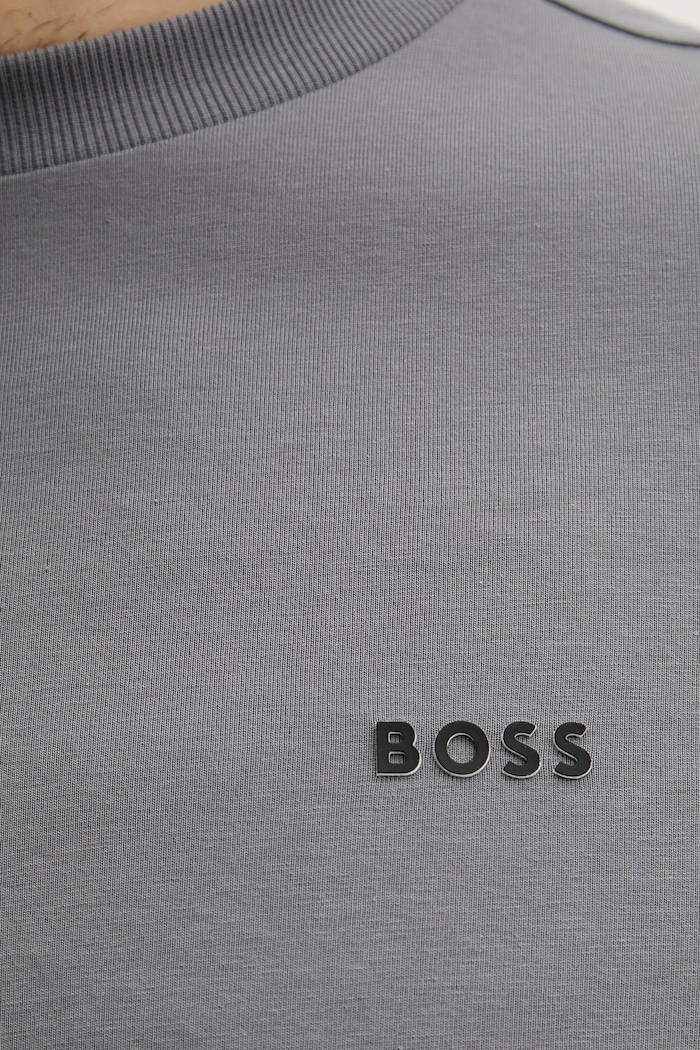 BOSS Green kratka majica moška bombažna z elastanom Tee 50506373 siva