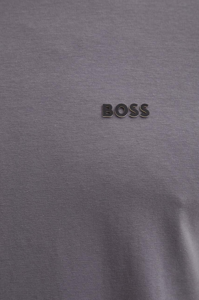 BOSS Green tričko pánské bavlněné s elastanem Tee šedá 50506373