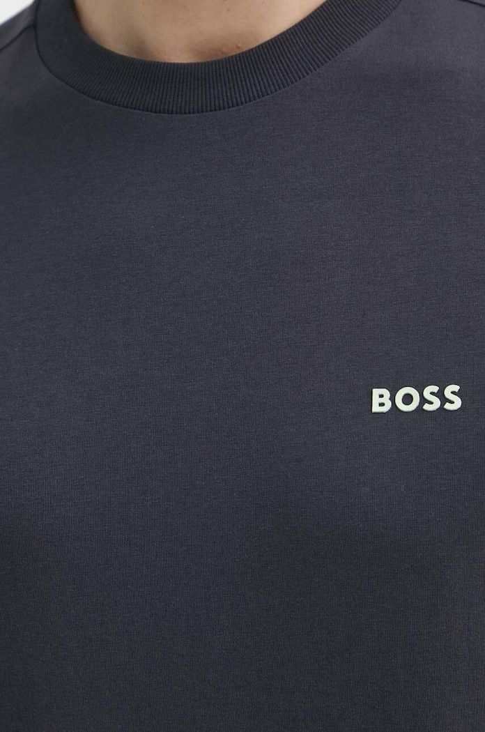 BOSS Green T-shirt męski bawełniany z elastanem Tee szary 50506373