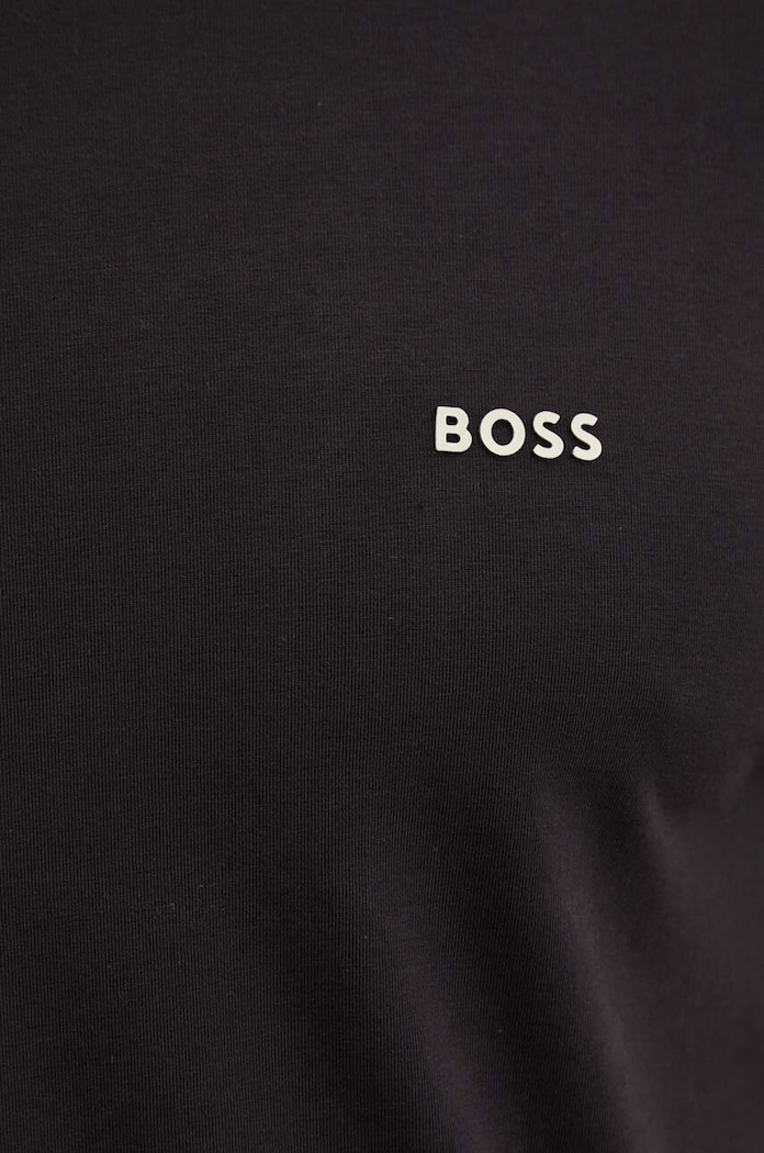 BOSS Green T-shirt męski bawełniany z elastanem Tee czarny 50506373