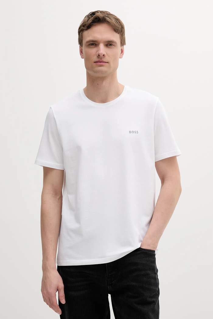 BOSS T-shirt lounge męski bawełniany z elastanem Mix&Match T-Shirt R biały 50515312
