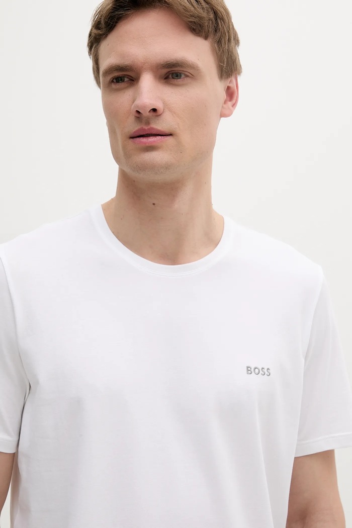 Odzież BOSS T-shirt lounge męski bawełniany z elastanem Mix&Match T-Shirt R 50515312 biały
