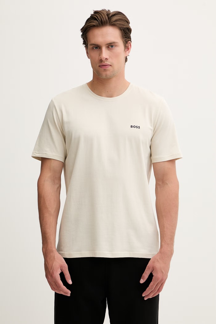 BOSS lounge tričko pánske bavlnené s elastanom Mix&Match T-Shirt R béžová 50515312