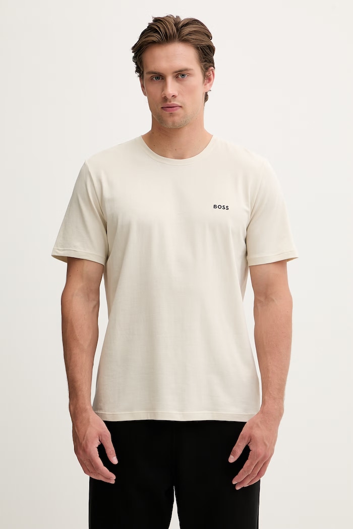 BOSS lounge tričko pánske bavlnené s elastanom Mix&Match T-Shirt R béžová 50515312
