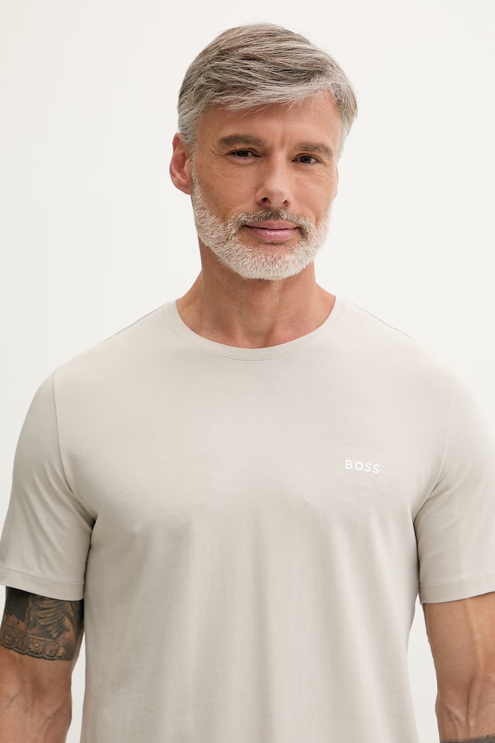 BOSS Lounge tričko pánske bavlnené s elastanom Mix&Match T-Shirt R béžová 50515312