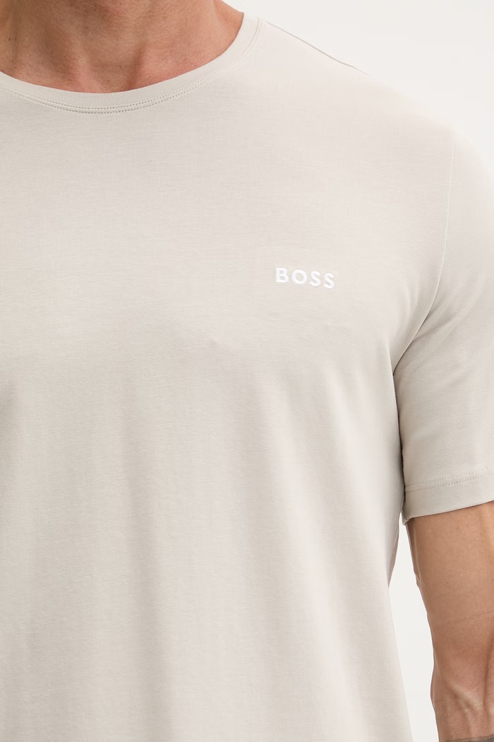BOSS Lounge tričko pánske bavlnené s elastanom Mix&Match T-Shirt R 50515312 béžová