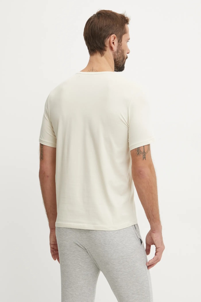 Odzież BOSS T-shirt lounge męski bawełniany z elastanem Mix&Match T-Shirt R 50515312 beżowy