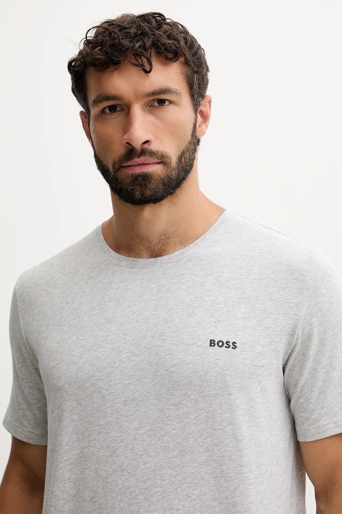BOSS lounge tričko pánske bavlnené s elastanom Mix&Match T-Shirt R sivá 50515312