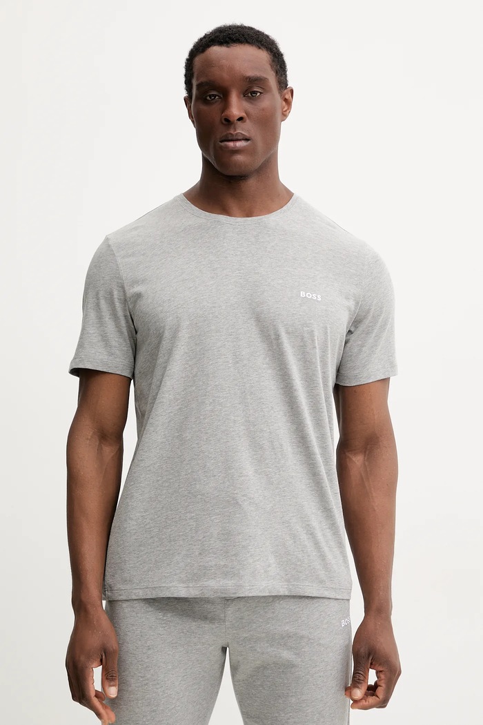 BOSS lounge tričko pánske bavlnené s elastanom Mix&Match T-Shirt R sivá 50515312