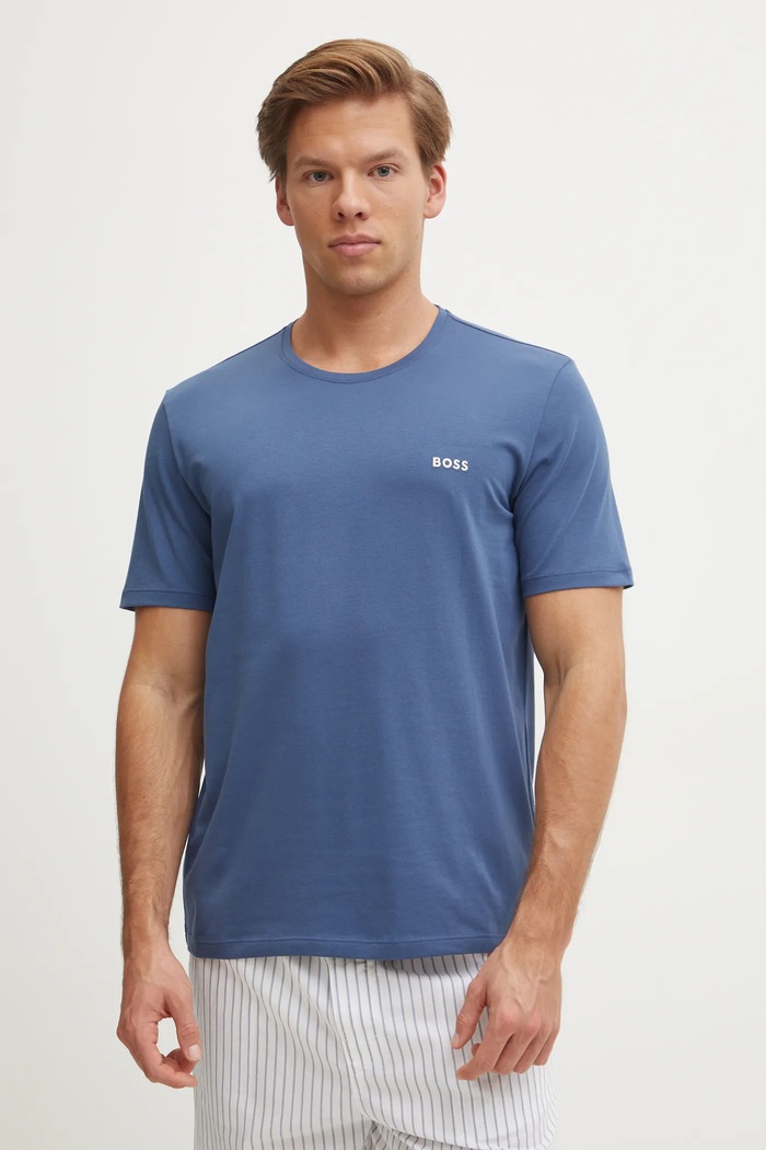 BOSS Maglietta loungewear da uomo in cotone con elastan Mix&Match T-Shirt R semplice violetto 50515312