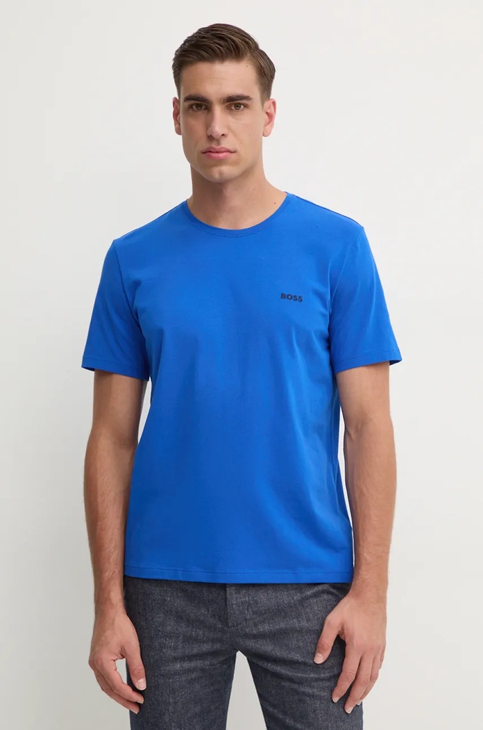 BOSS T-shirt lounge męski bawełniany z elastanem Mix&Match T-Shirt R z elastanem niebieski 50515312