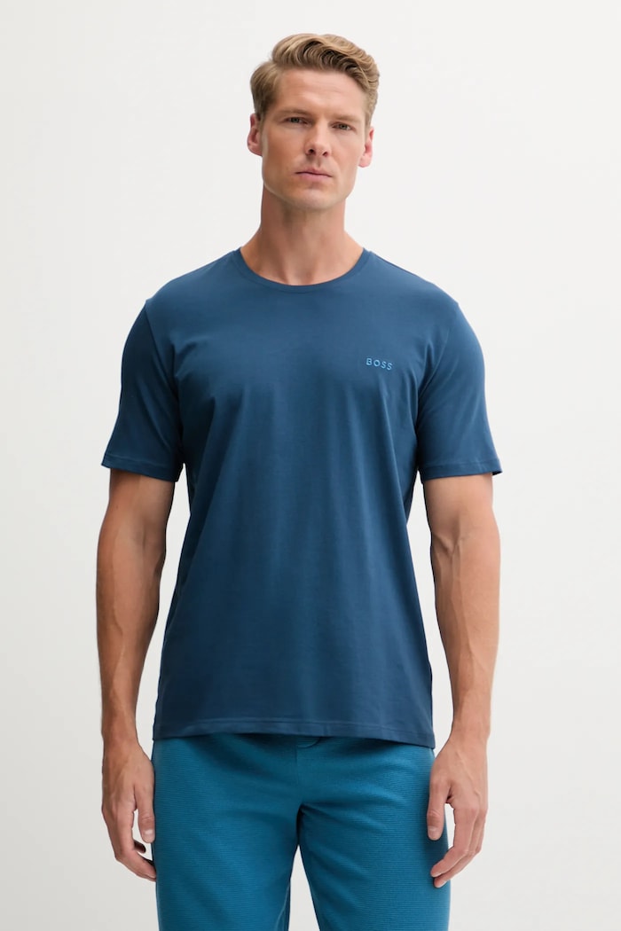 BOSS tricou loungewear bărbătesc din bumbac cu elastan Mix&Match T-Shirt R turcoaz 50515312