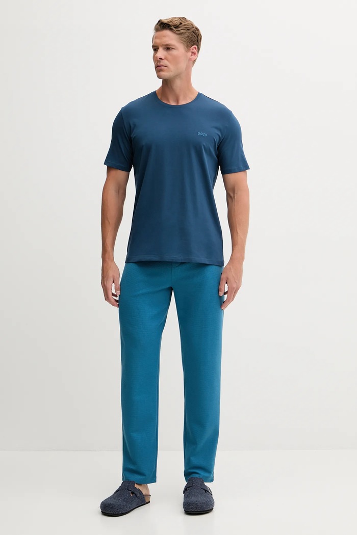 BOSS tricou loungewear bărbătesc din bumbac cu elastan Mix&Match T-Shirt R 50515312 turcoaz SS26