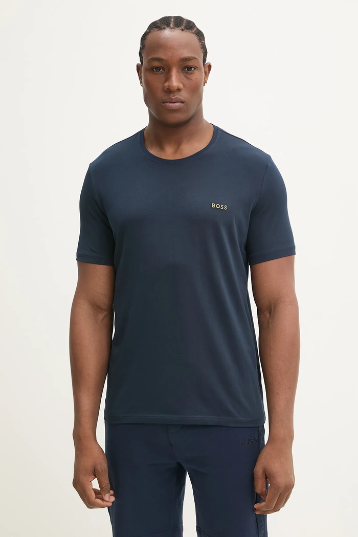BOSS lounge tričko pánske bavlnené s elastanom Mix&Match T-Shirt R jednofarebný tmavomodrá 50515312