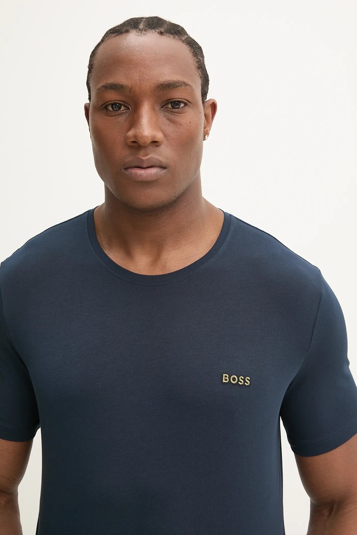 BOSS lounge tričko pánske bavlnené s elastanom Mix&Match T-Shirt R 50515312 tmavomodrá SS26