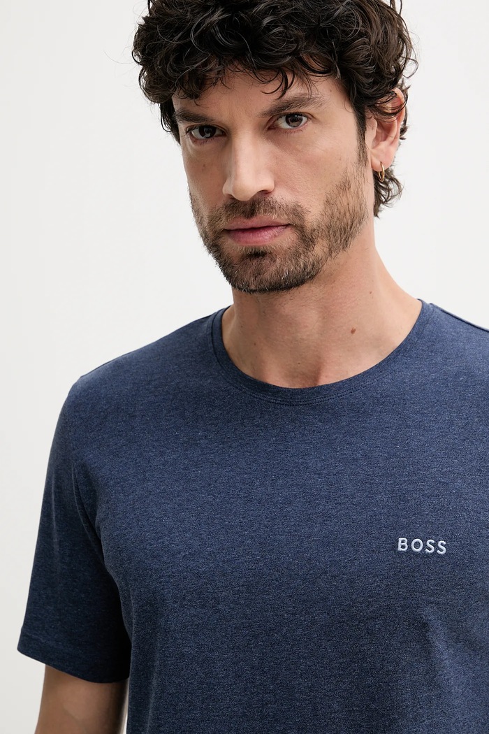 Oblečenie BOSS lounge tričko pánske bavlnené s elastanom Mix&Match T-Shirt R 50515312 tmavomodrá