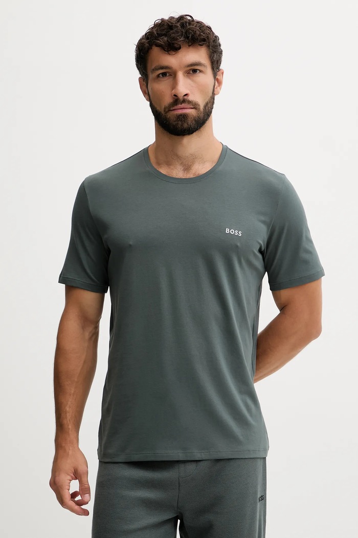 BOSS lounge tričko pánske bavlnené s elastanom Mix&Match T-Shirt R zelená 50515312