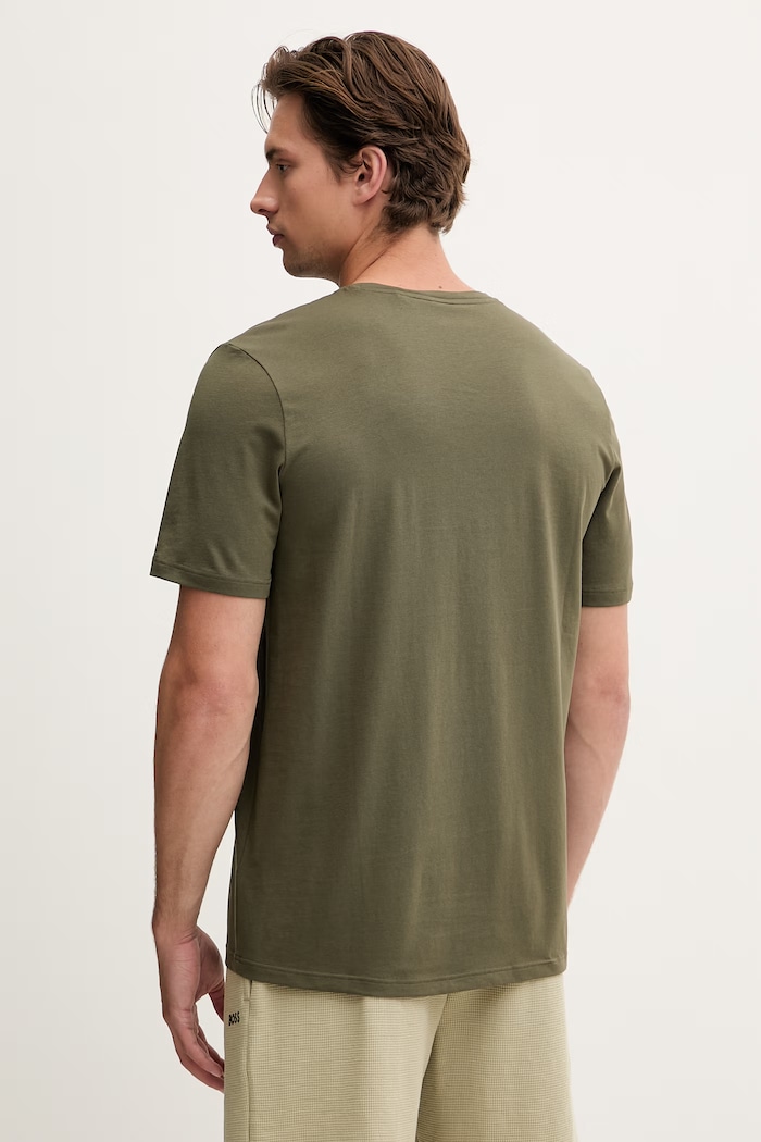 Odzież BOSS T-shirt lounge męski bawełniany z elastanem Mix&Match T-Shirt R 50515312 zielony