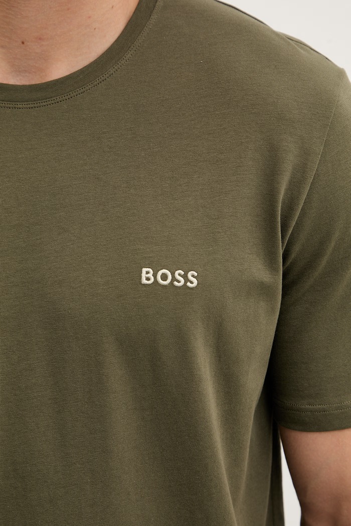 BOSS T-shirt lounge męski bawełniany z elastanem Mix&Match T-Shirt R 50515312 zielony
