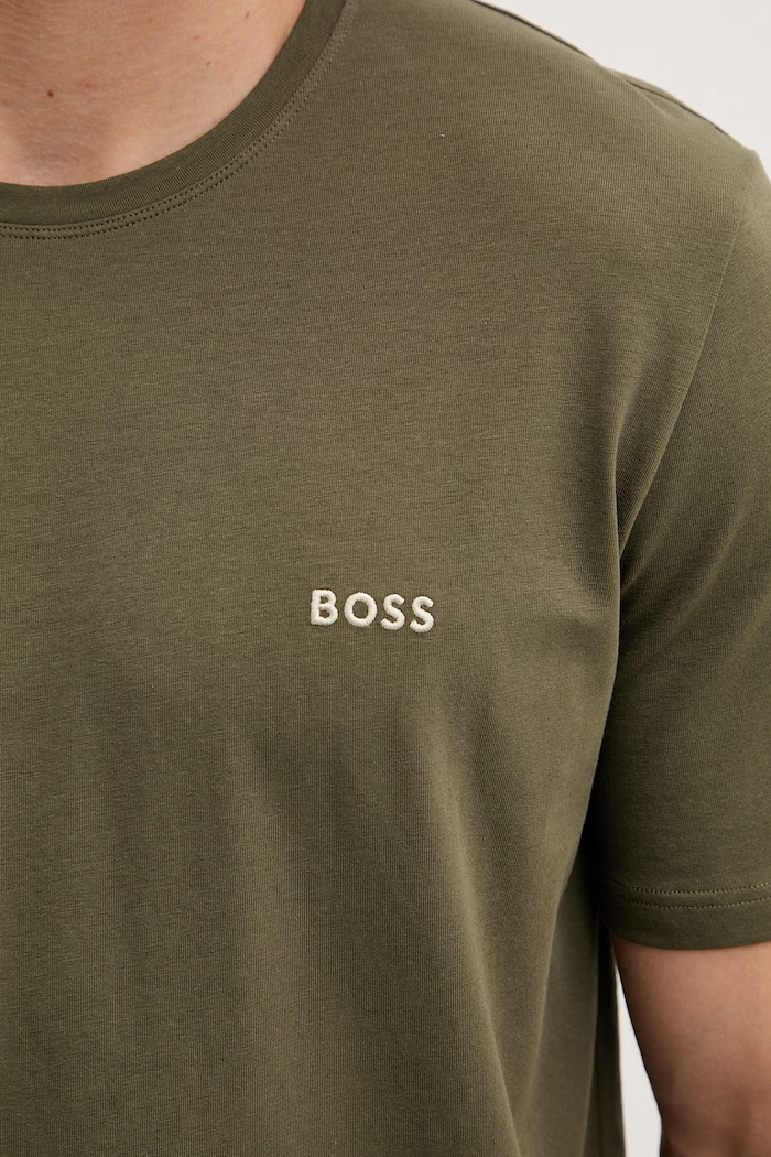 BOSS T-shirt lounge męski bawełniany z elastanem Mix&Match T-Shirt R 50515312 zielony