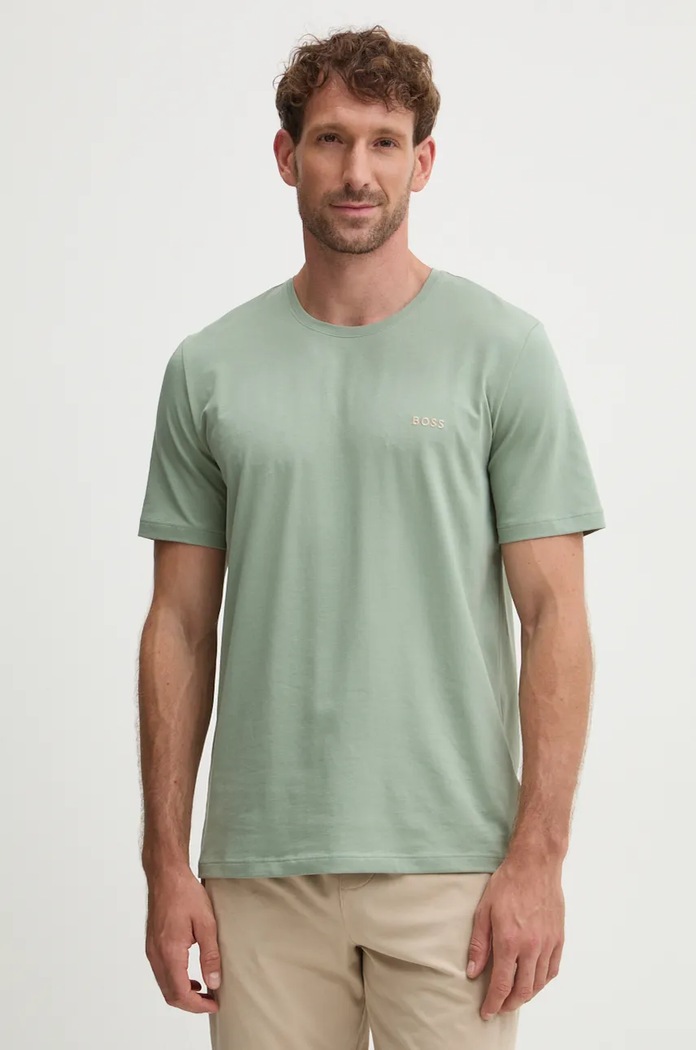 BOSS loungwear tričko pánské bavlněné s elastanem Mix&Match T-Shirt R hladký zelená 50515312