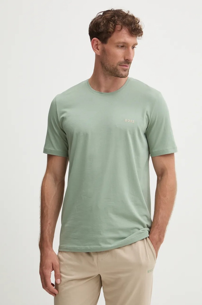 BOSS loungwear tričko pánské bavlněné s elastanem Mix&Match T-Shirt R zelená 50515312
