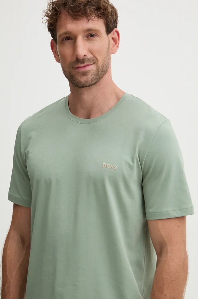 BOSS loungwear tričko pánské bavlněné s elastanem Mix&Match T-Shirt R 50515312 zelená