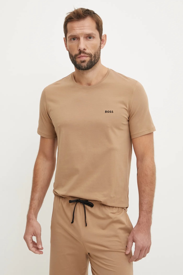 BOSS homewear majica kratkih rukava za muškarce od pamuka s elastanom Mix&Match T-Shirt R Planet friendly bež 50515312
