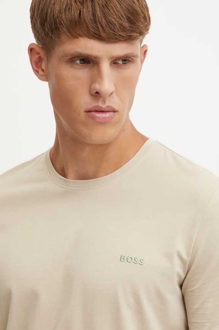 BOSS loungwear tričko pánské bavlněné s elastanem Mix&Match T-Shirt R béžová 50515312