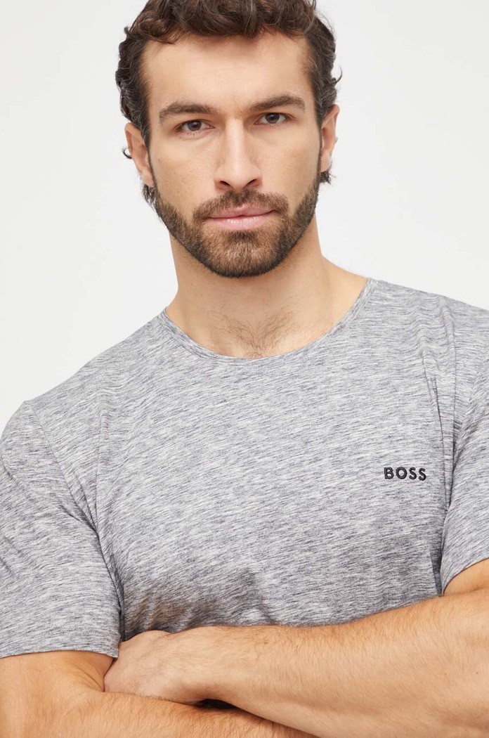 Odzież BOSS T-shirt lounge męski bawełniany z elastanem Mix&Match T-Shirt R 50515312 szary
