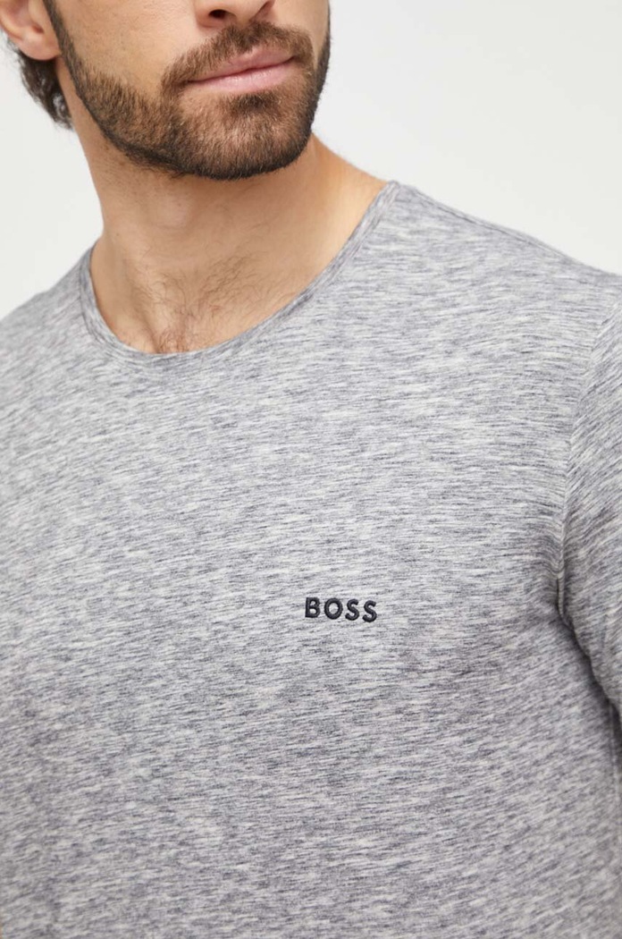BOSS T-shirt lounge męski bawełniany z elastanem Mix&Match T-Shirt R szary 50515312