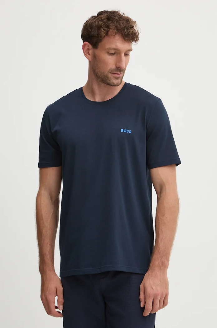 BOSS T-shirt lounge męski bawełniany z elastanem Mix&Match T-Shirt R z elastanem niebieski 50515312