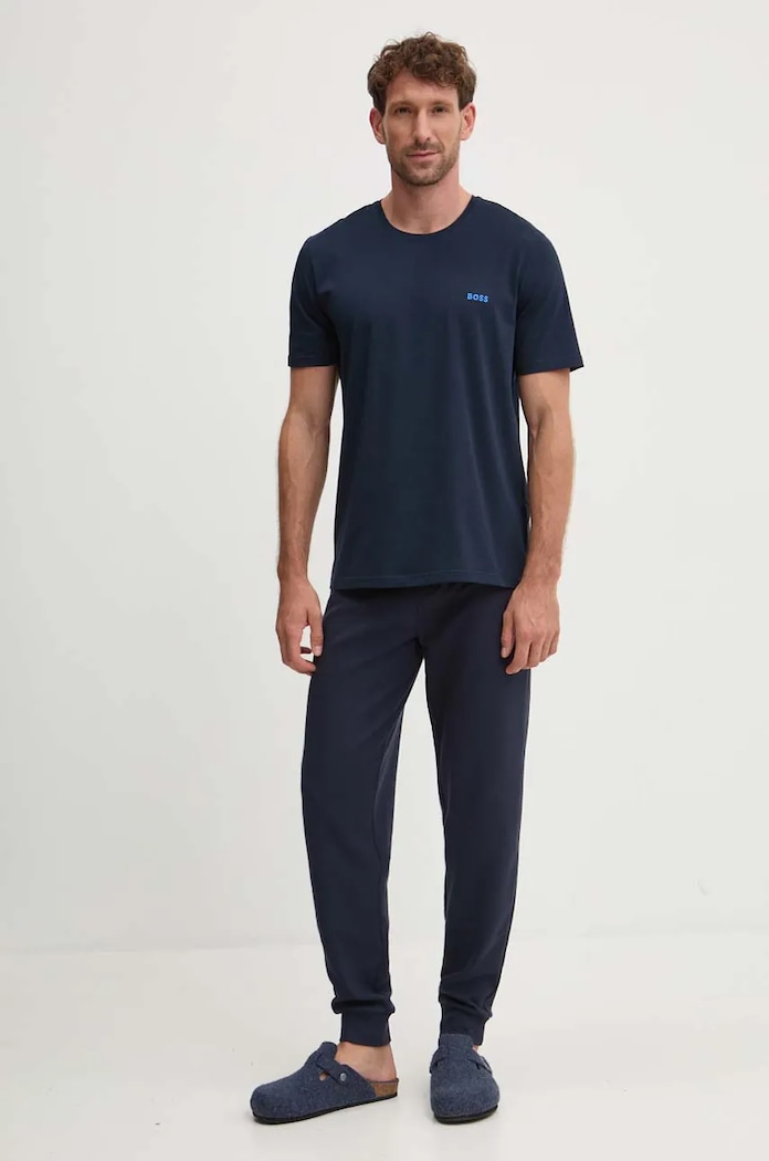 BOSS T-shirt lounge męski bawełniany z elastanem Mix&Match T-Shirt R 50515312 niebieski SS26