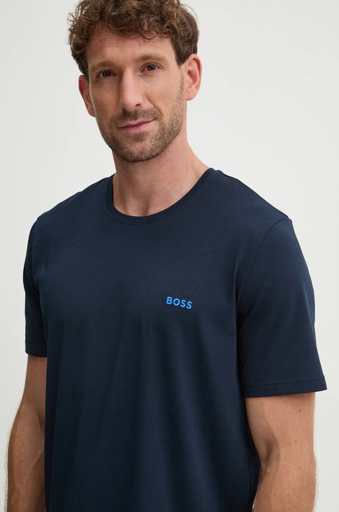 BOSS T-shirt lounge męski bawełniany z elastanem Mix&Match T-Shirt R niebieski 50515312