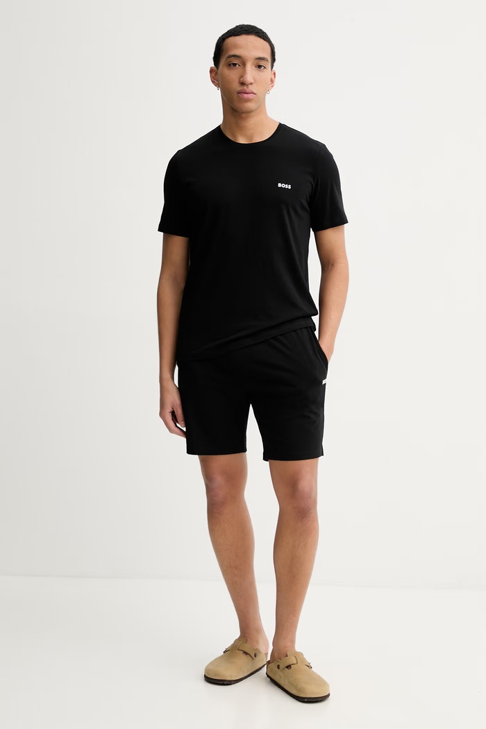 BOSS lounge tričko pánske bavlnené s elastanom Mix&Match T-Shirt R 50515312 čierna SS26