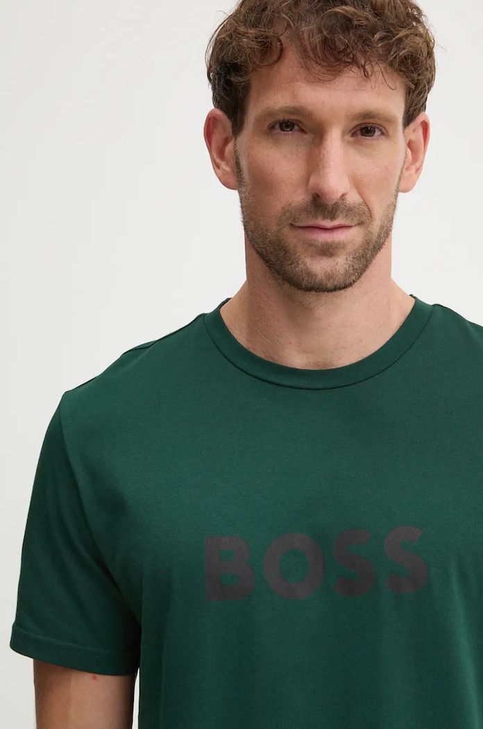 Bavlněné tričko BOSS zelená 50503276