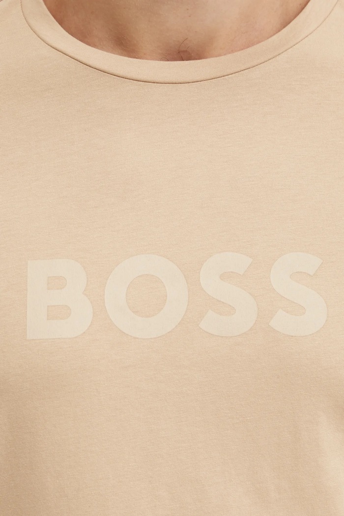 Bavlněné tričko BOSS 50503276 béžová