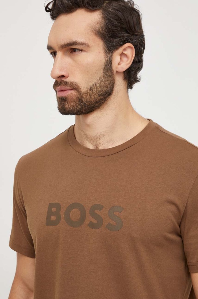 Oblečení Bavlněné tričko BOSS 50503276 hnědá