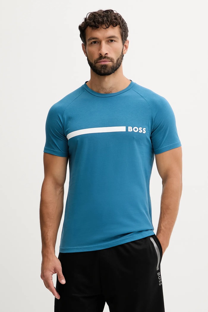 BOSS T-shirt męski T-Shirt RN Slim Fit nadruk niebieski 50517970