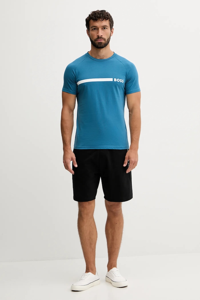 BOSS T-shirt męski T-Shirt RN Slim Fit 50517970 niebieski SS26