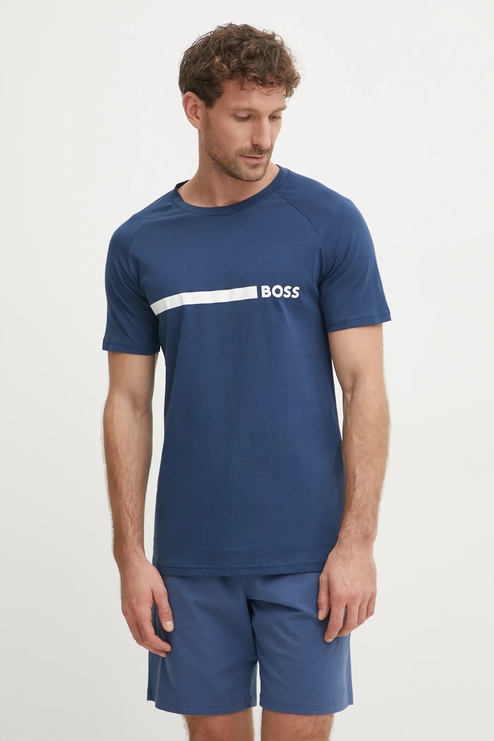 BOSS tričko pánské T-Shirt RN Slim Fit modrá 50517970