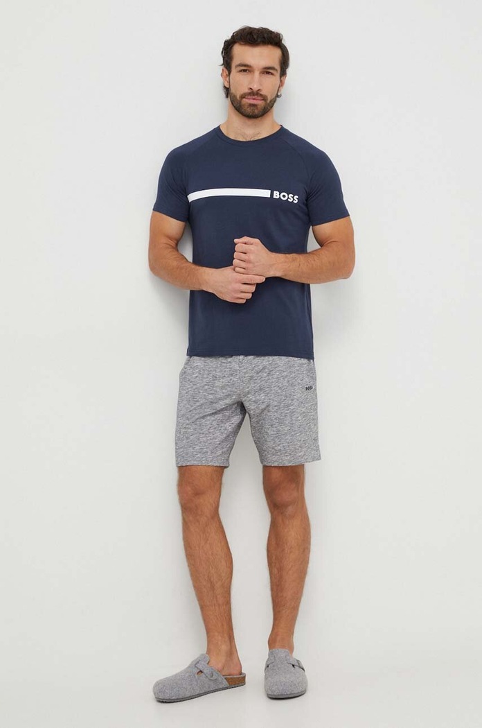 BOSS T-shirt bawełniany T-Shirt RN Slim Fit 50517970 granatowy SS26