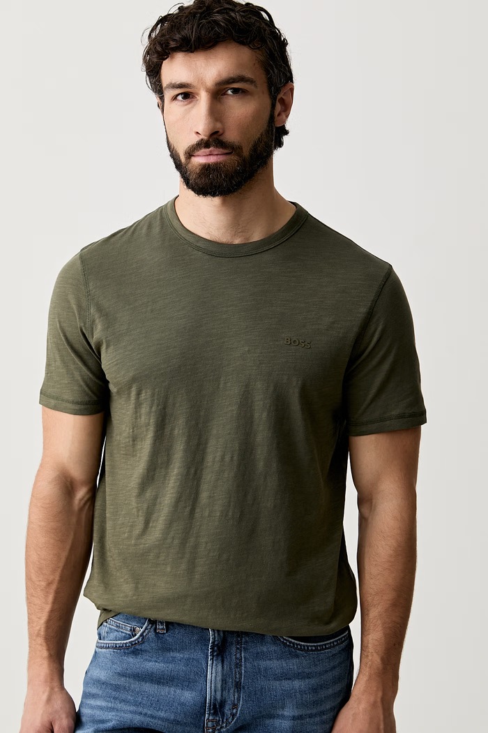 BOSS Orange t-shirt ανδρικό βαμβακερό Tegood πράσινο 50508243