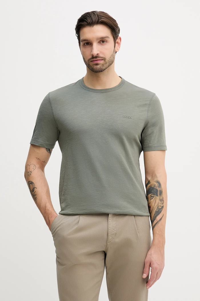 BOSS Orange kratka majica moška bombažna Tegood zelena 50508243