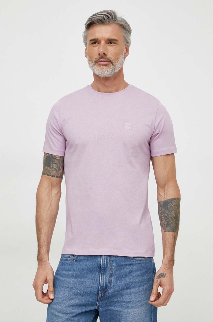BOSS Orange T-shirt męski bawełniany Tales bawełna fioletowy 50508584