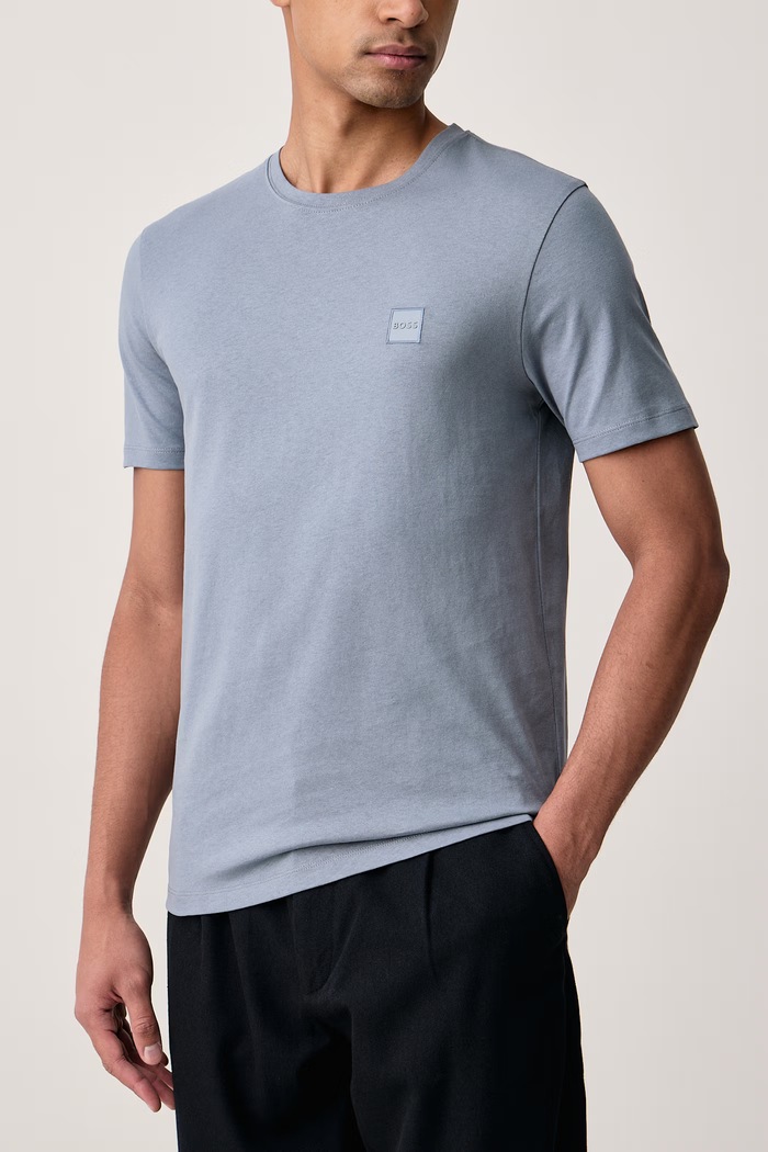 Odzież BOSS Orange T-shirt męski bawełniany Tales 50508584 niebieski