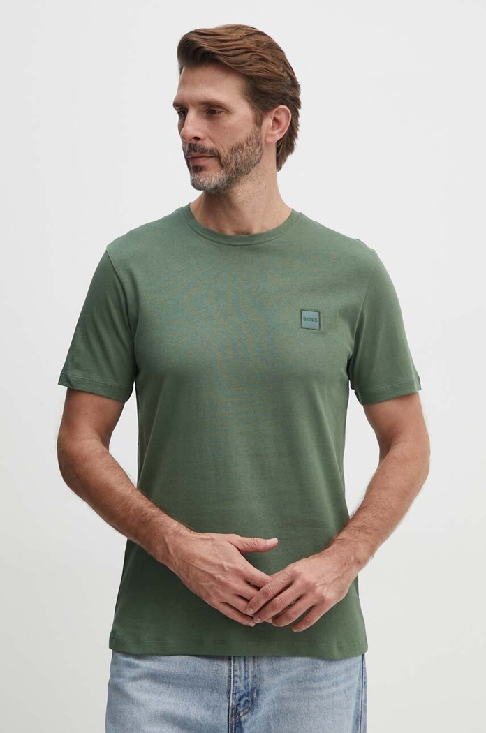 BOSS Orange T-shirt męski bawełniany Tales bawełna zielony 50508584